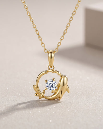 Marina Moissanite Dolphin Pendant Necklace