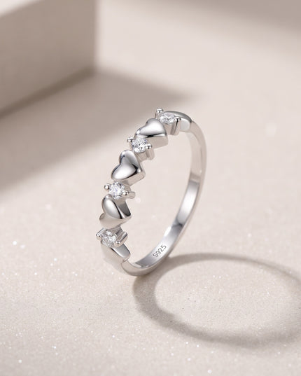 Korean INS style S925 pure silver moissanite ring, a beautiful heart ring for girlfriend as a Valentine's Day gift