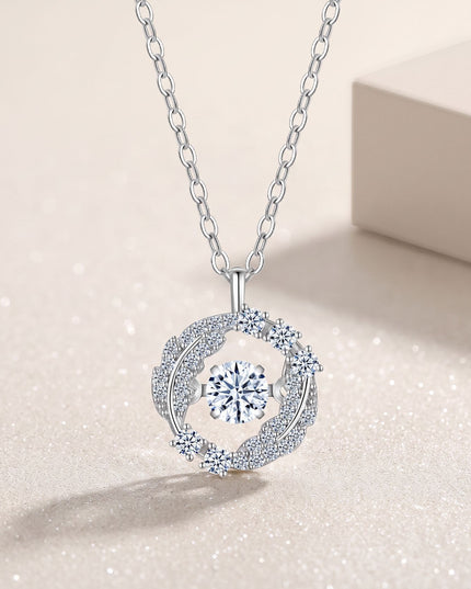 Aurelia Moissanite Halo Pendant Necklace