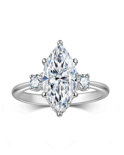 Best-selling horse-eye ring S925 pure silver moissanite ring, prong-set firmly gold-plated and color-resistant, European and American style women's ring