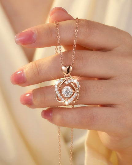 Amora Moissanite Heart Knot Pendant Necklace