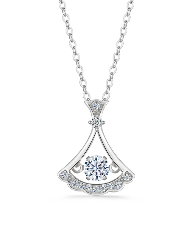 Aurelia Moissanite Fan Pendant Necklace