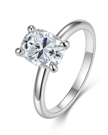 Source factory wholesale S925 sterling silver moissanite ring, artificially cultivated gemstone custom irregular pillow-shaped hand ornament