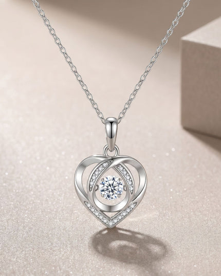 Heart-Heart Dynamic S925 Pure Silver Moissanite Necklace Heartbeat Pure Silver Pendant Birthday Gift for Girlfriend