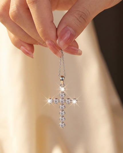 Faith Moissanite Cross Pendant Necklace