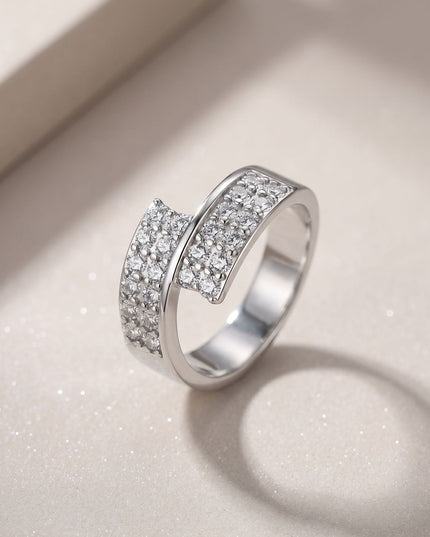 Jewelry wholesale S925 pure silver moissanite ring, closed-loop double-row full-set ring, color-resistant, cross-border bracelet for women