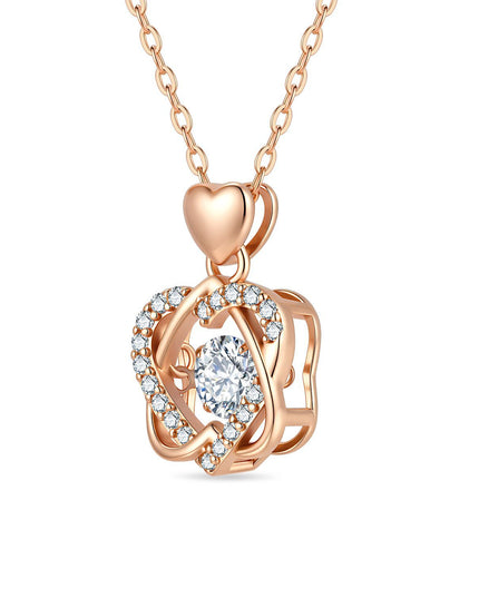 Amora Moissanite Heart Knot Pendant Necklace