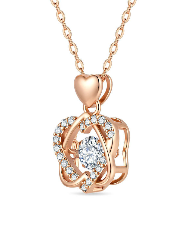 Amora Moissanite Heart Knot Pendant Necklace