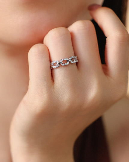 Korean Style InS925 Pure Silver Moissanite Ring, Popular Item: Hell Shackles Premium Korean Ring