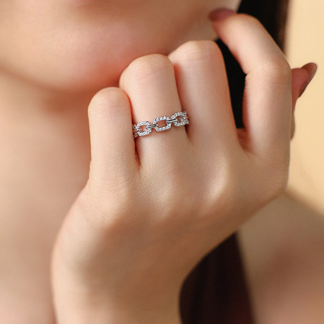 Korean Style InS925 Pure Silver Moissanite Ring, Popular Item: Hell Shackles Premium Korean Ring
