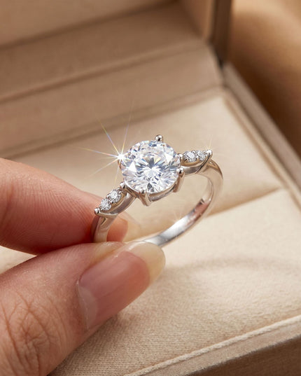 Brush-Adjustable D Color Ultra Sparkling S925 Pure Silver Moissanite Ring, Light Luxury High-End Closed-Mouth Women's Ring, Personalized Customization
