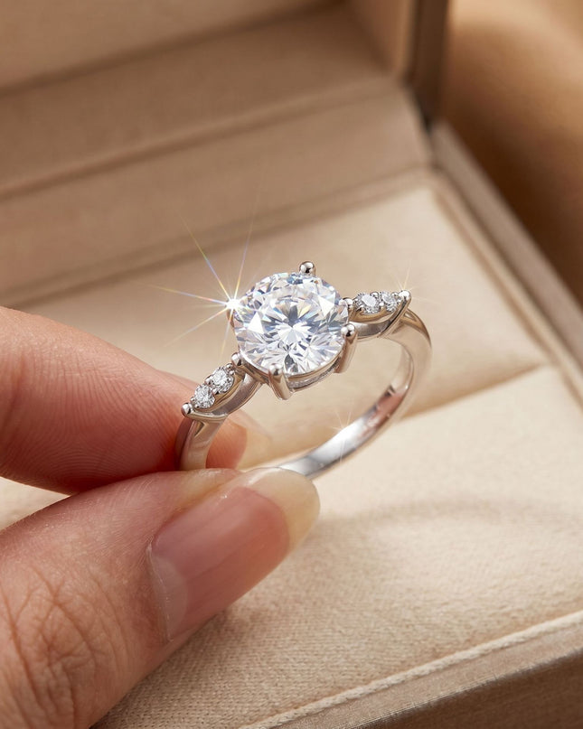 Brush-Adjustable D Color Ultra Sparkling S925 Pure Silver Moissanite Ring, Light Luxury High-End Closed-Mouth Women's Ring, Personalized Customization