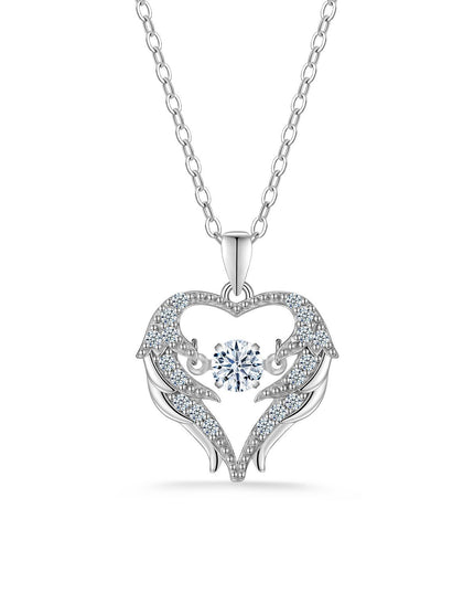 Seraphina Moissanite Angel Wings Heart Necklace