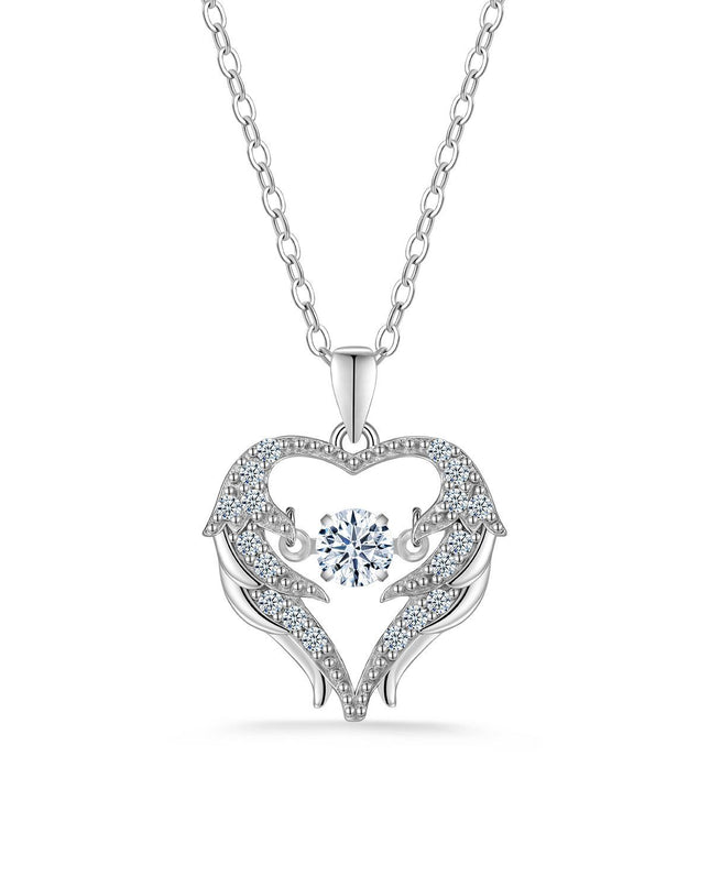 Seraphina Moissanite Angel Wings Heart Necklace