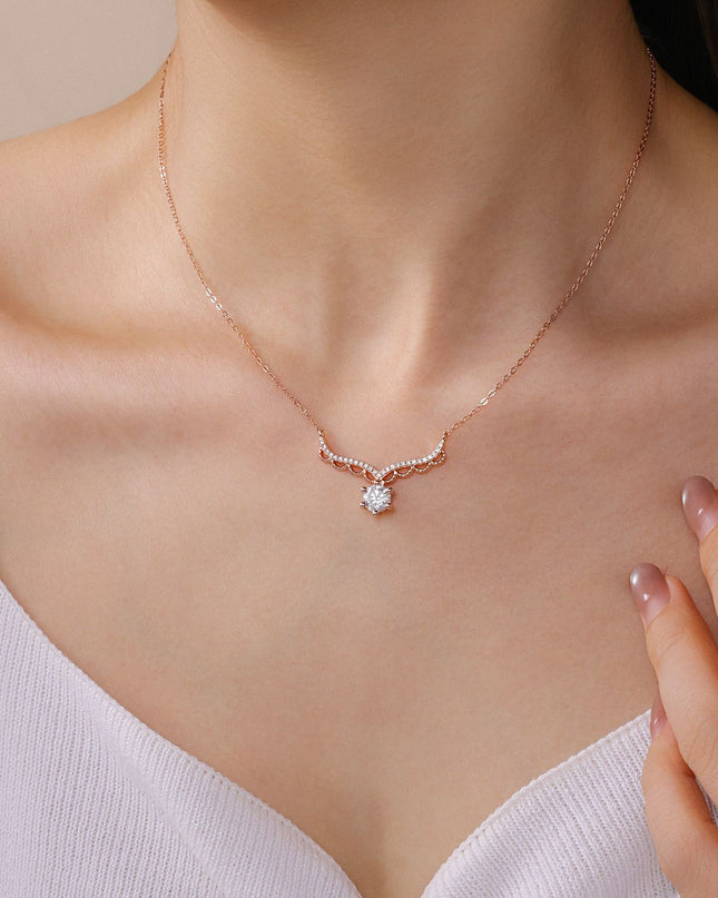 Serena Moissanite Crown Drop Necklace