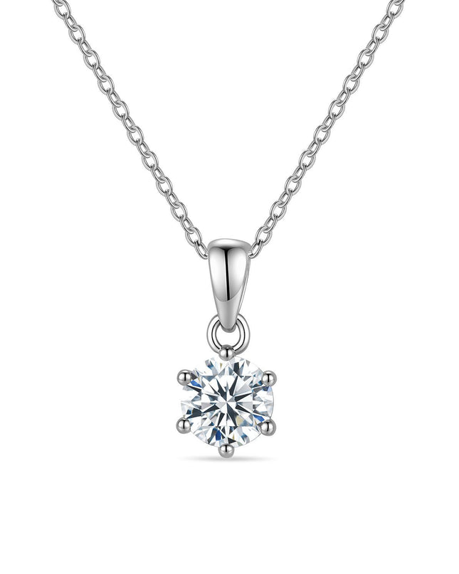 Classic Six-Prong Moissanite Solitaire Necklace