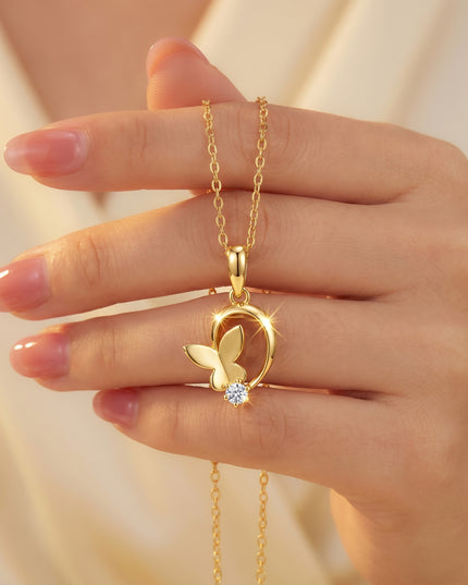 Elara Moissanite Butterfly Pendant Necklace