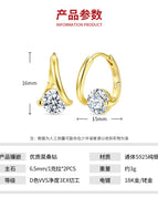 a pair / Gold 6.5mm 1 Klamosan diamond *2 S925 sterling silver