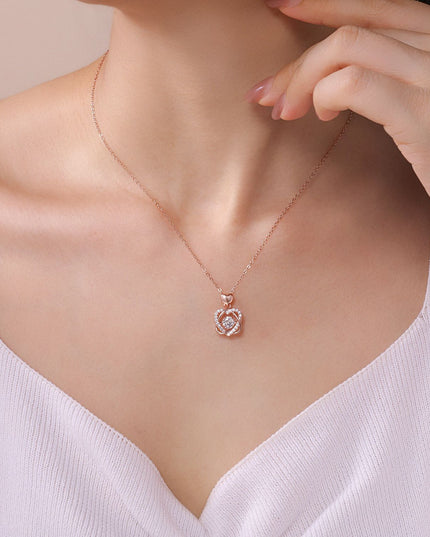 Amora Moissanite Heart Knot Pendant Necklace