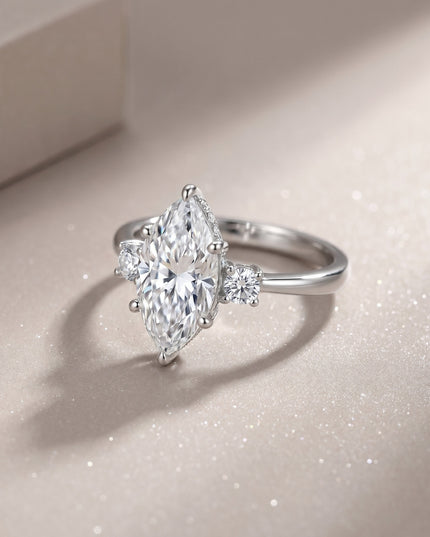 Best-selling horse-eye ring S925 pure silver moissanite ring, prong-set firmly gold-plated and color-resistant, European and American style women's ring