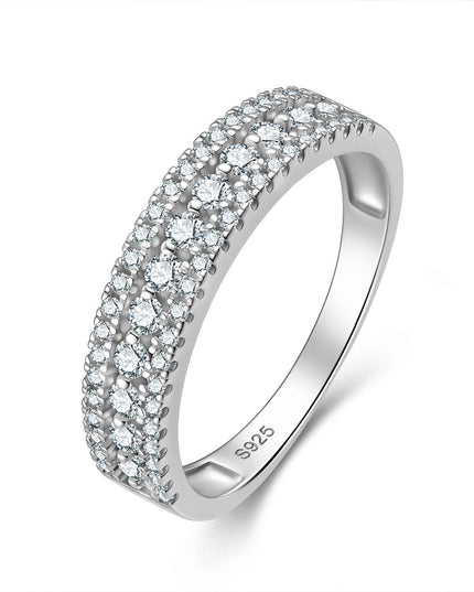 Fashion Trend Accessories S925 Pure Silver Moissanite Ring, Micro-Setting Row Ring, Half Ring, D Color Ultra Sparkling Personality Women's Ring