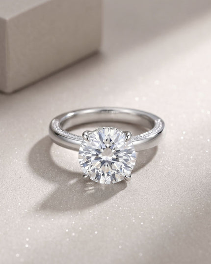 eaby Cross-border E-commerce S925 Sterling Silver Moissanite Ring, Bohemian Democratic Style 18K Gold Light Luxury Wedding Ring
