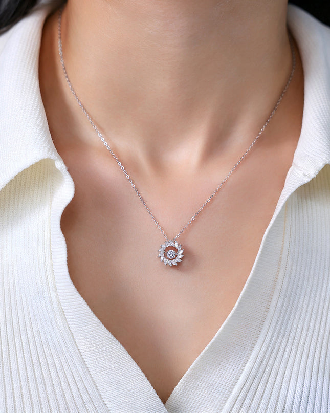 Solara Moissanite Sunburst Pendant Necklace