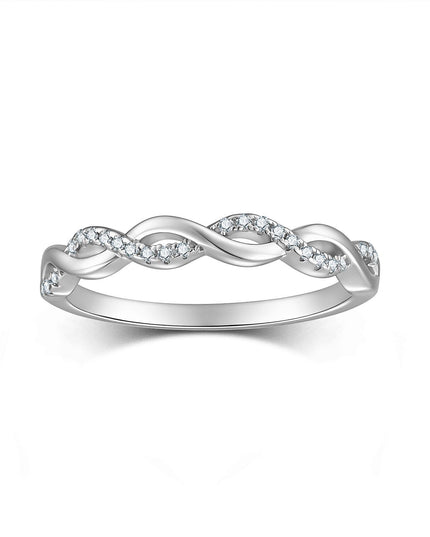 Birthday gift: niche S925 pure silver moissanite ring, hollow woven braided ring, wave ring for girlfriend
