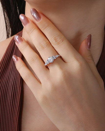 Cross-border trendy trendy moissanite ring S925 pure silver gemstone light luxury gold-plated exquisite ring
