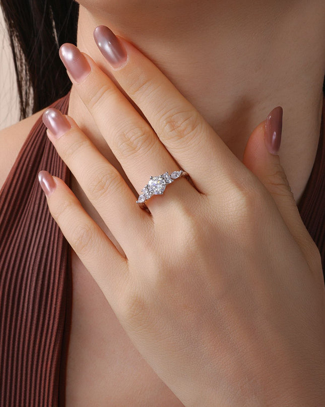 Cross-border trendy trendy moissanite ring S925 pure silver gemstone light luxury gold-plated exquisite ring