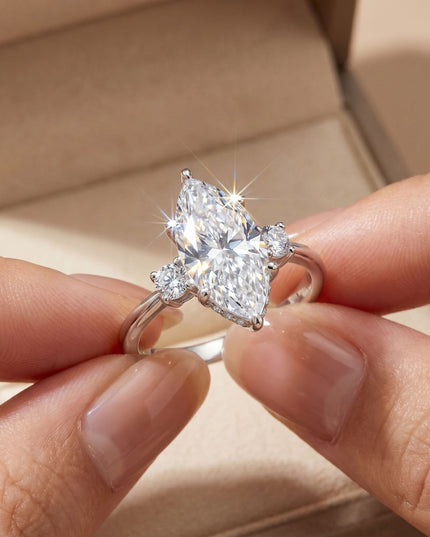 Best-selling horse-eye ring S925 pure silver moissanite ring, prong-set firmly gold-plated and color-resistant, European and American style women's ring