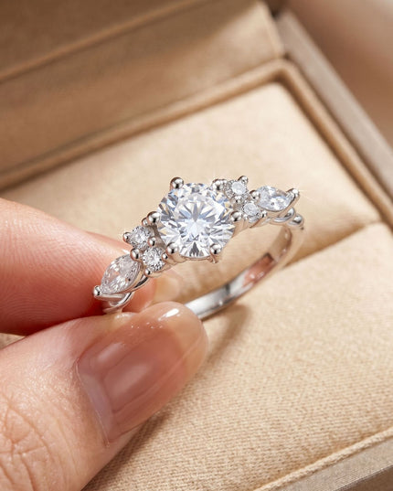 Cross-border trendy trendy moissanite ring S925 pure silver gemstone light luxury gold-plated exquisite ring