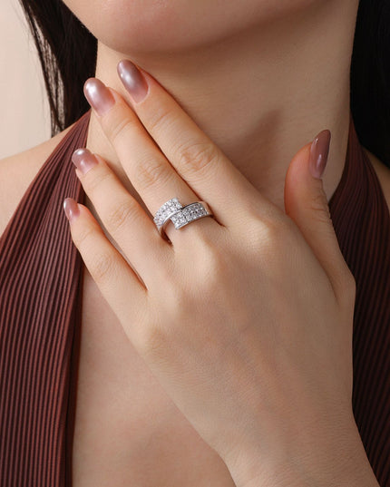 Jewelry wholesale S925 pure silver moissanite ring, closed-loop double-row full-set ring, color-resistant, cross-border bracelet for women