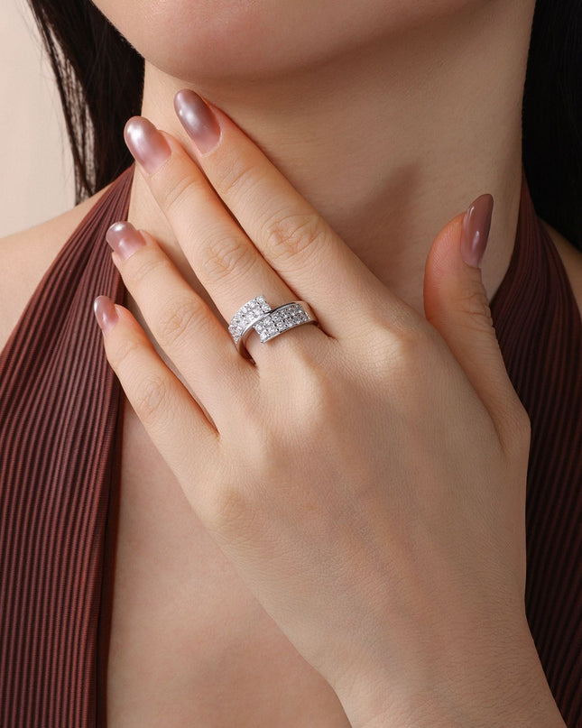 Jewelry wholesale S925 pure silver moissanite ring, closed-loop double-row full-set ring, color-resistant, cross-border bracelet for women